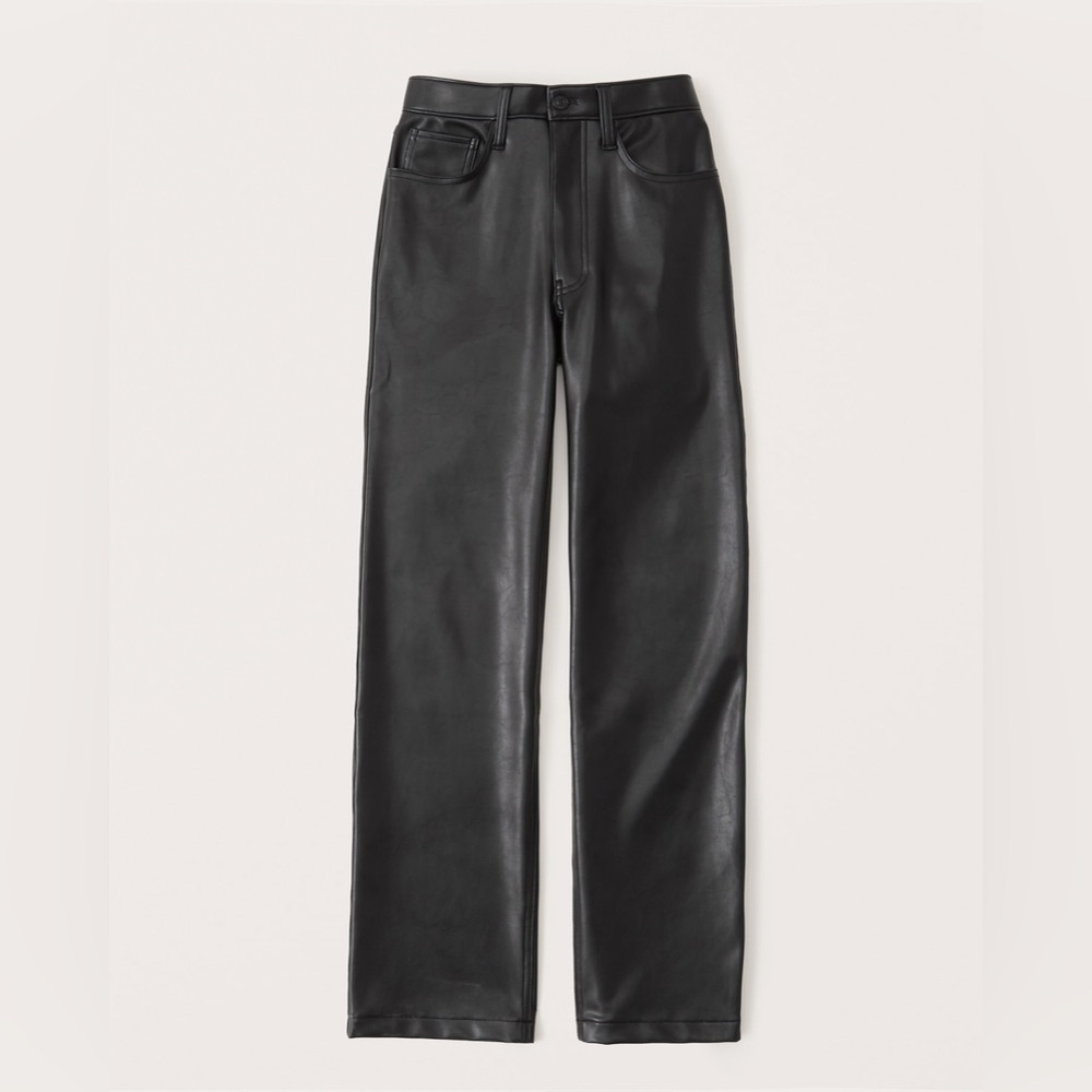 Abercrombie & Fitch Curve Love Vegan Leather Ankle Straigh Pants Sz 10 High Rise - Picture 4 of 6